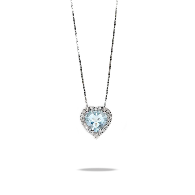 Collar diamante oro 18 quilates LOVE AQUAMARINE