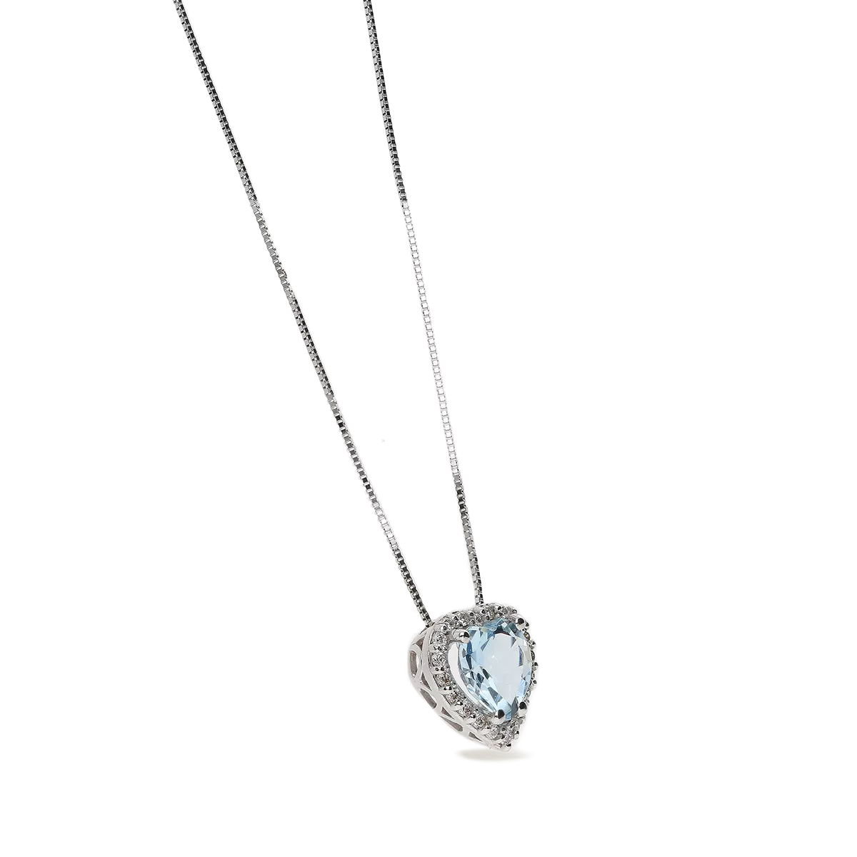 18k gold diamond pendant LOVE AQUAMARINE