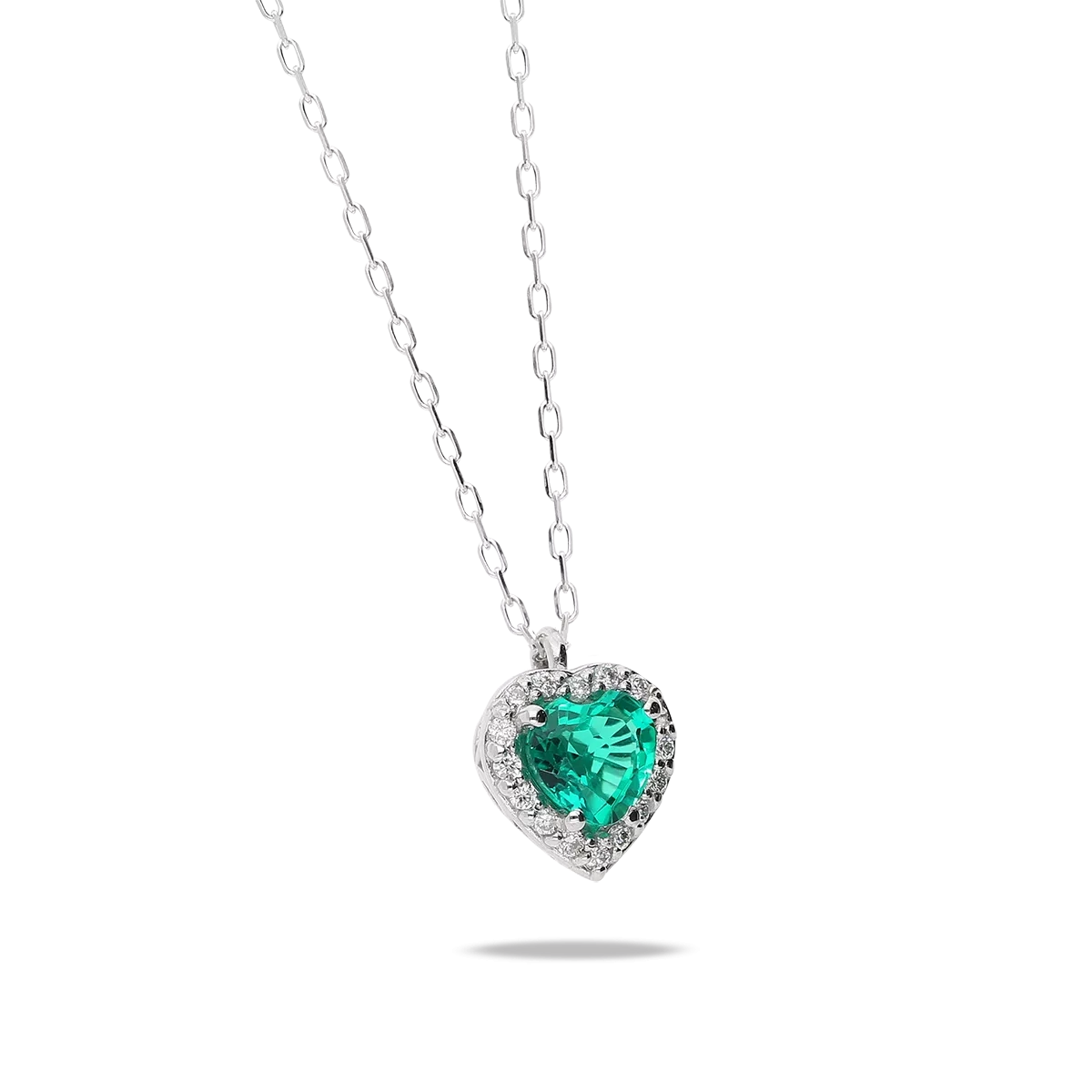 18k gold diamond pendant LOVE EMERALD