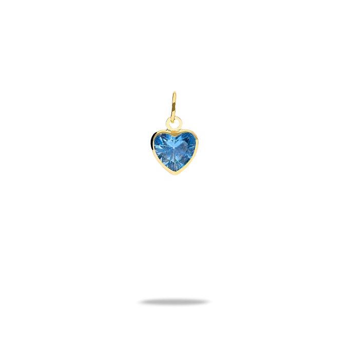 colgante corazon azul oro 18 quilates