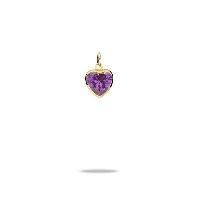 colgante corazon violeta oro 18 quilates