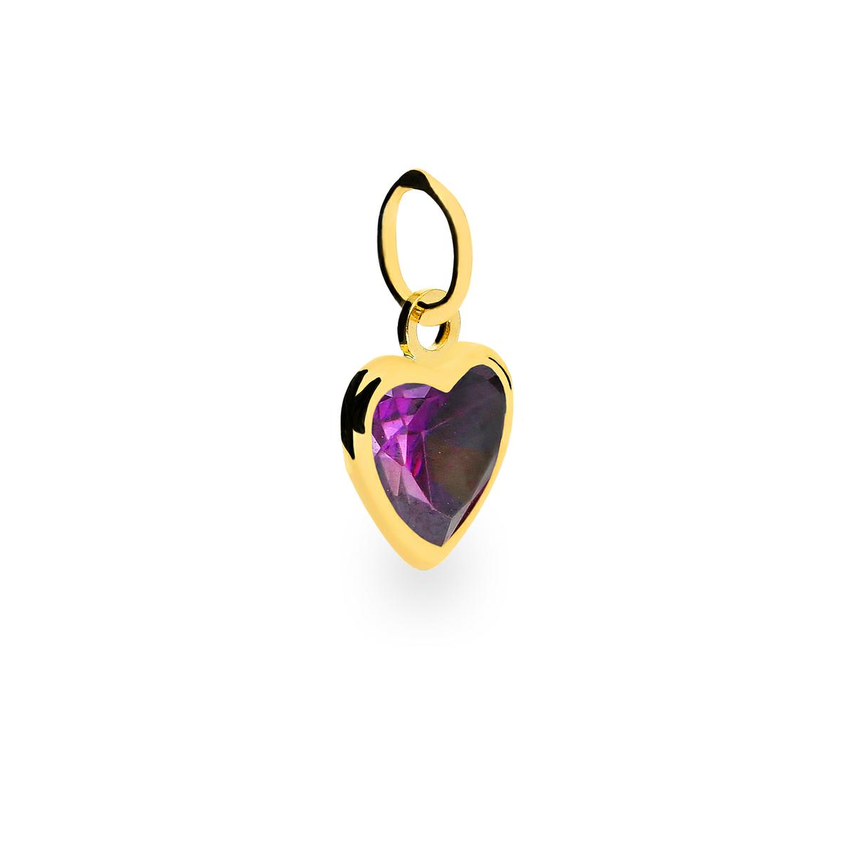 Colgante corazon violeta oro 18 quilates