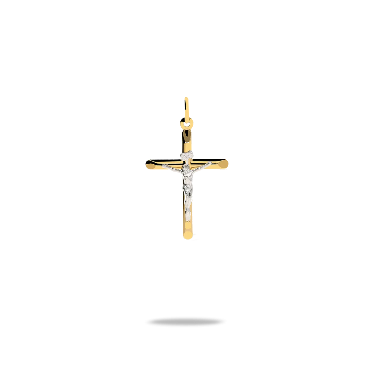 18k two-stone gold cross