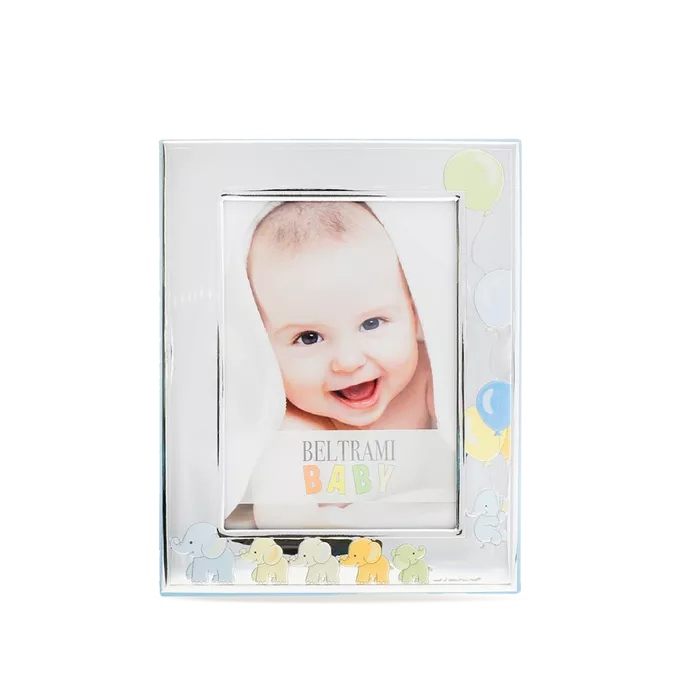 9 x 13 silver elephants and balloons photo frame