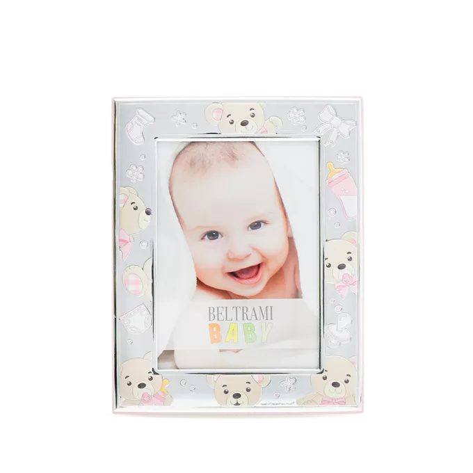 9 x 13 Silver bears and bottle photo frame