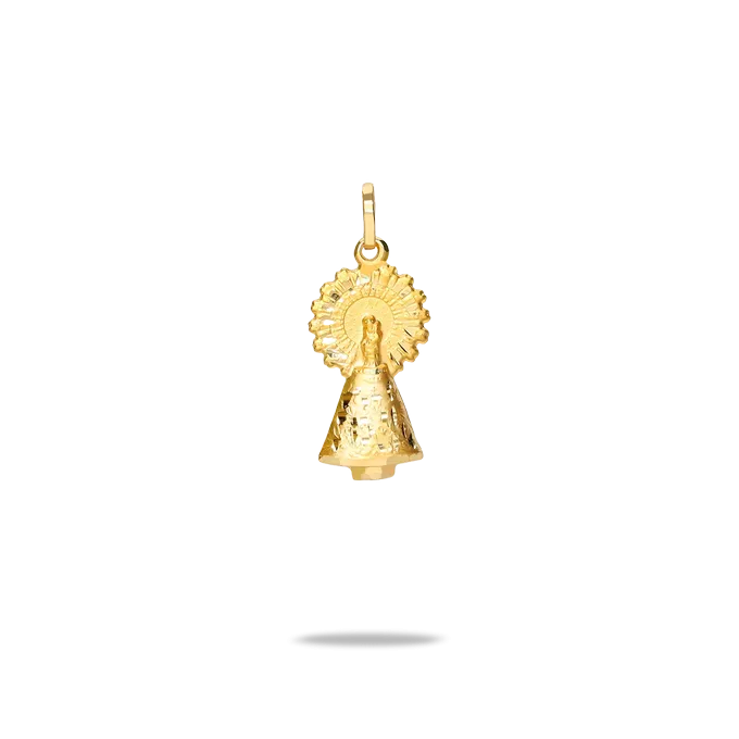 Medalla virgen pilar con manto 25x14mm oro 18 quilates