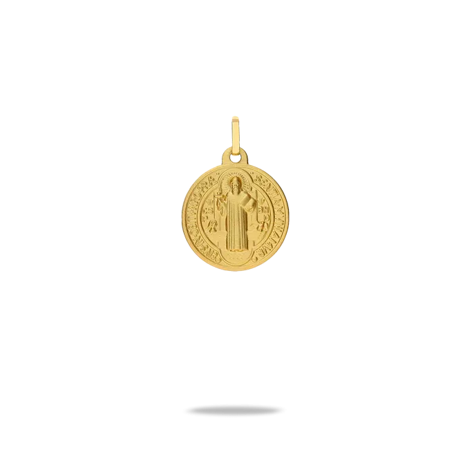 Medalla san benito monje 18mm oro 18 quilates