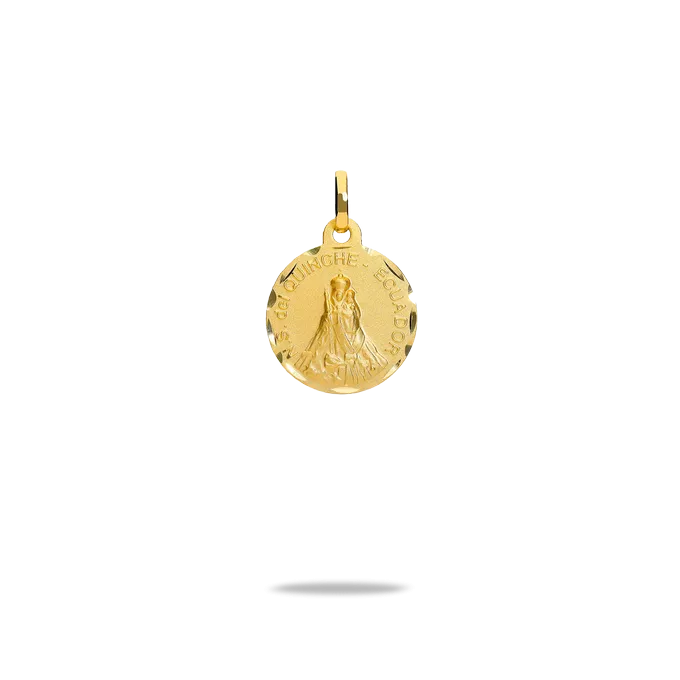 Medalla virgen del quinche oro 18 quilates 16mm