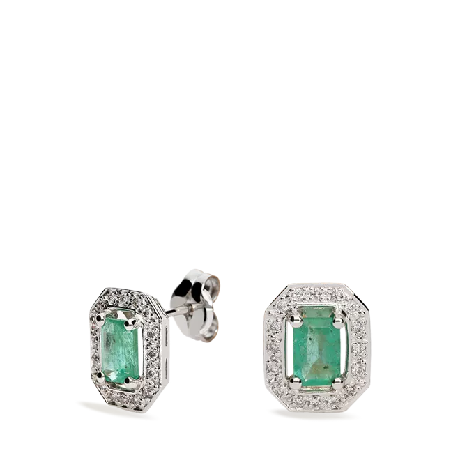 pendientes esmeraldas y diamantes oro blanco 18 quilates PALACE