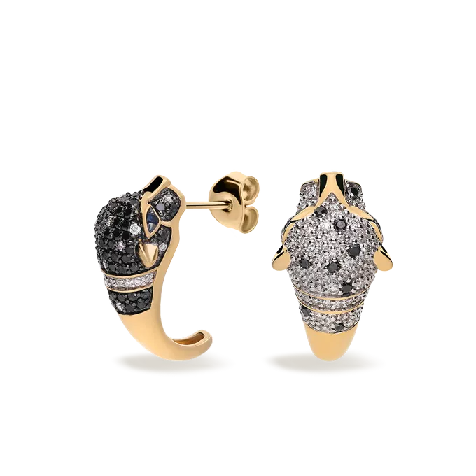 18k gold diamond earrings SNOW LEOPARD