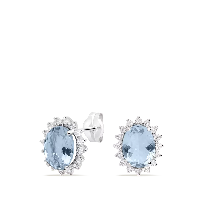 Pendiente diamante natural oro 18 quilates IMPERIAL AQUAMARINE