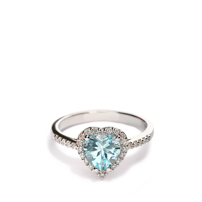 18k gold diamond ring LOVE AQUAMARINE