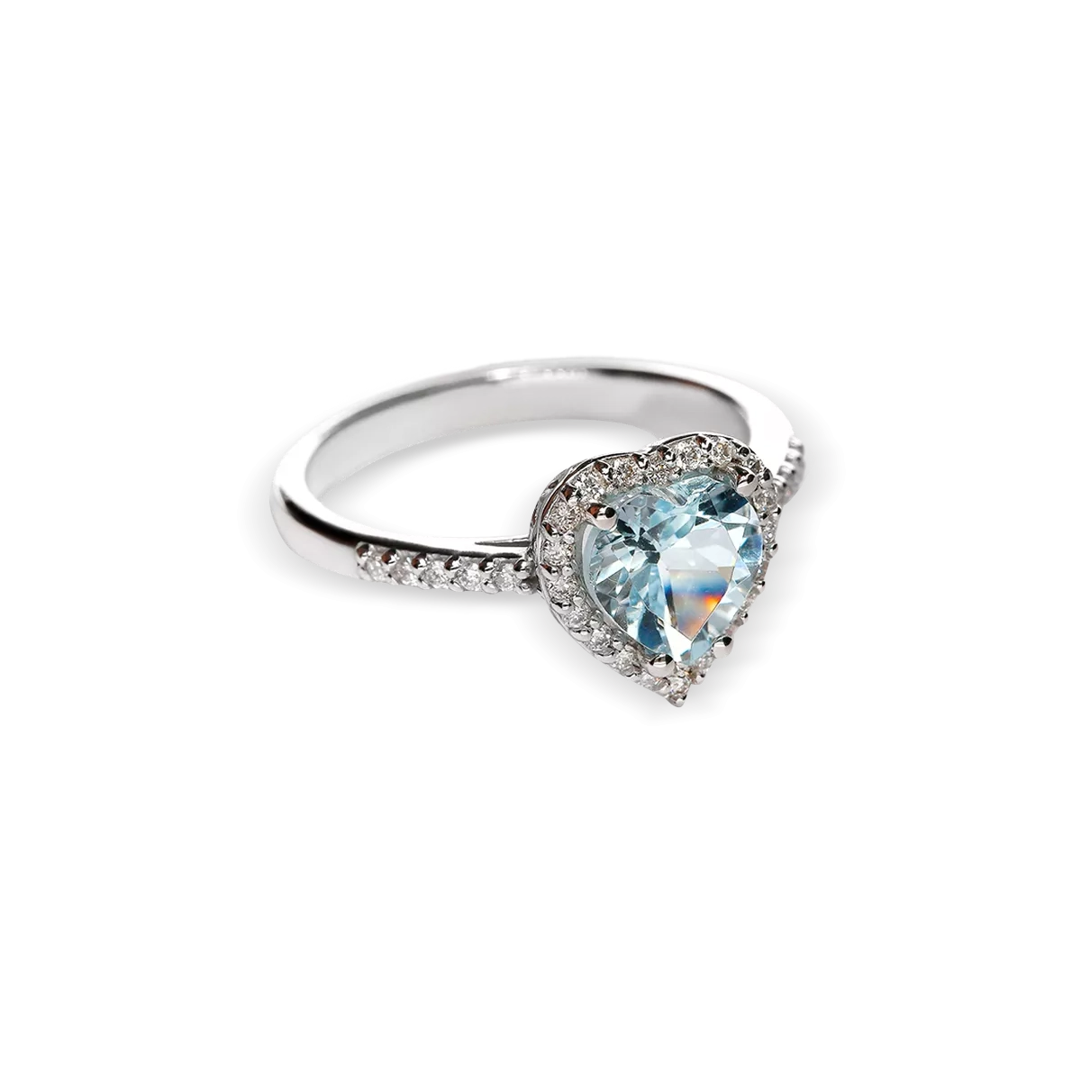 Anillo diamante natural oro 18 quilates LOVE AQUAMARINE