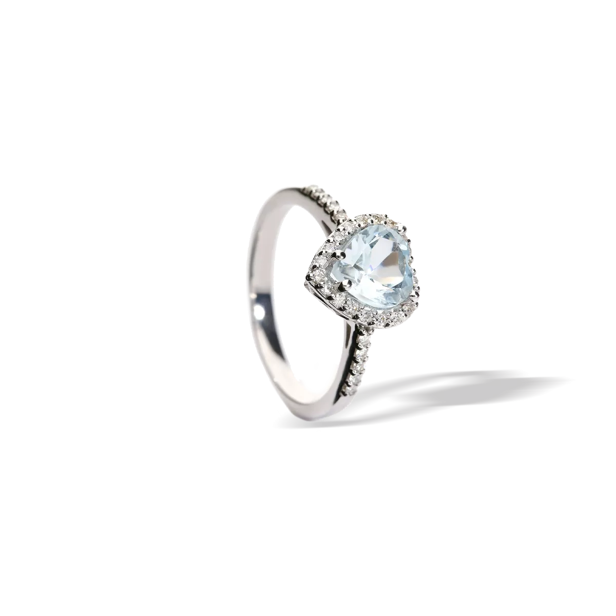 Anillo diamante natural oro 18 quilates LOVE AQUAMARINE