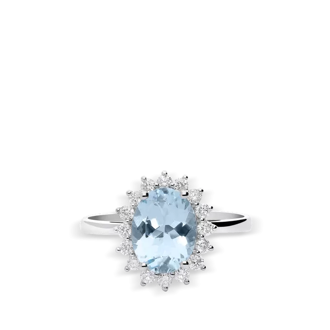 Anillo diamante natural oro 18 quilates IMPERIAL AQUAMARINE