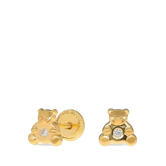 pendientes para bebe osos oro 18 quilates