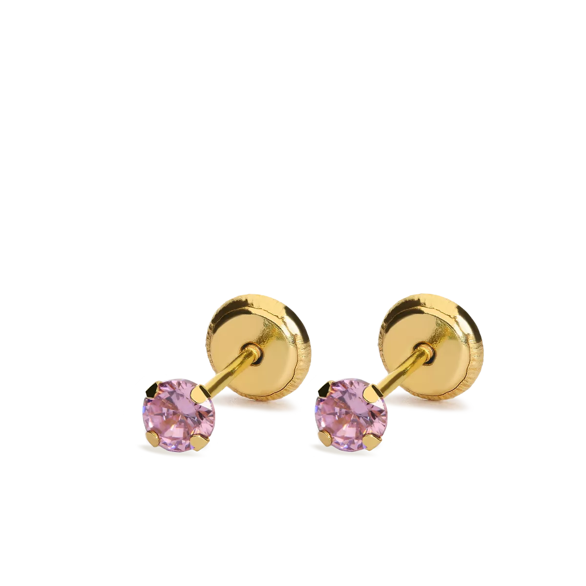 pendientes para bebe circonita rosa oro 18 quilates