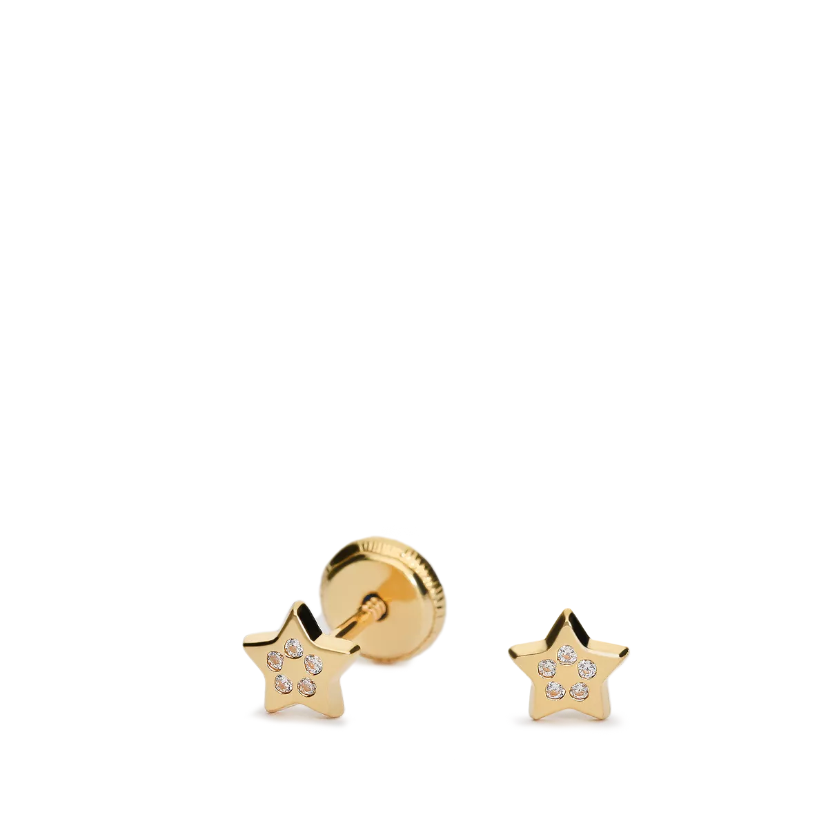 Pendientes para bebe estrellas grano oro 18 quilates