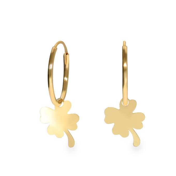 18 carat gold clover hoop earrings