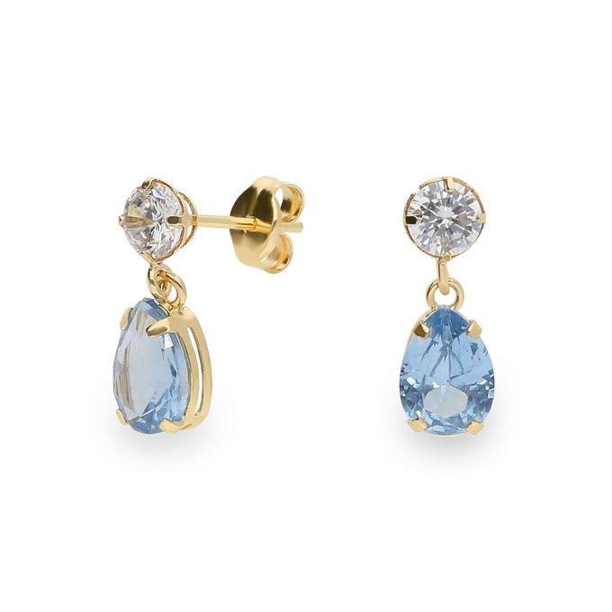 18 carat gold earrings blue tear