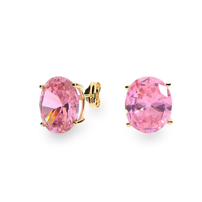 pendientes oro piedra rosa