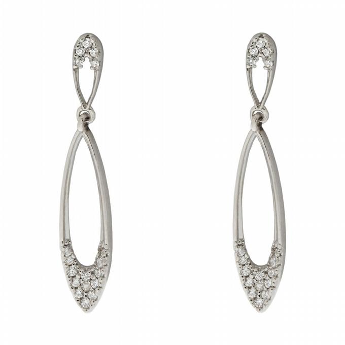 white gold long earrings